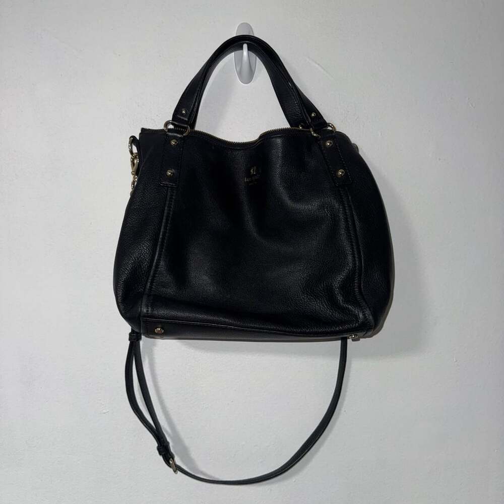 Kate Spade Black Pebbled Leather Top Handle Satchel Crossbody Bag